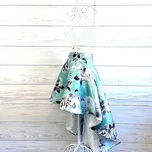 Speechless kids floral hi lo party skirt - teal & grey
